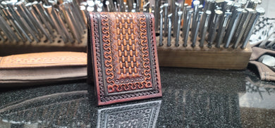 Basket Stamped, Serpentine Pattern money clip wallet