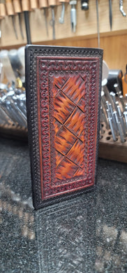 Roper wallet with twin hand cut basket panels
